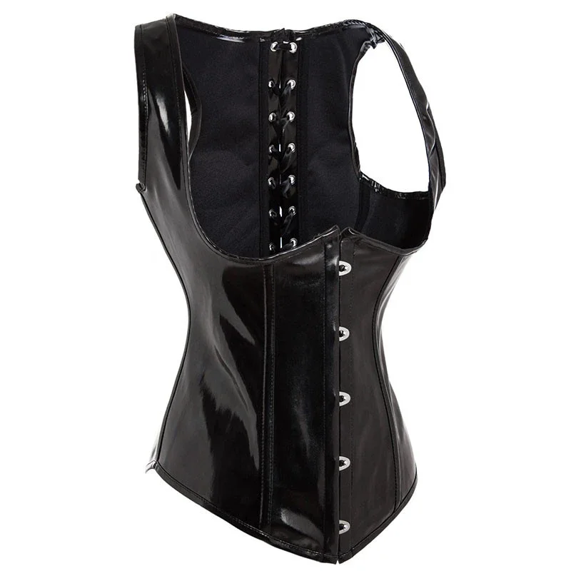 Korset kulit PU hitam, korset  - Corset Waist Cinch ulasan dan harga