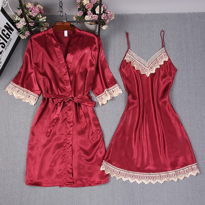 Jubah Sutra Buatan Burgundy Wa - Robe Silk Women ulasan dan harga