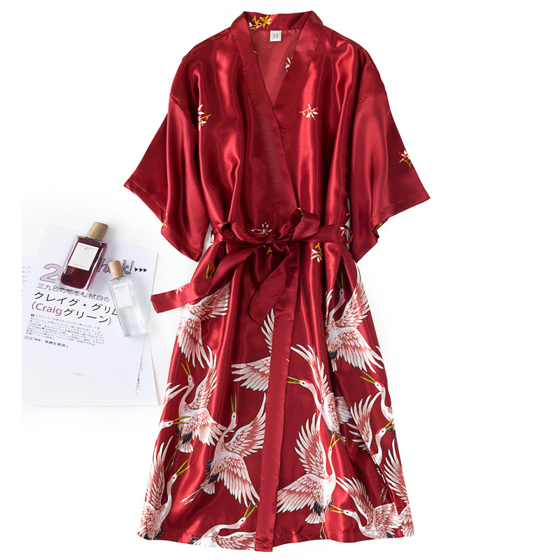 Merah Marun Wanita 2PCS Faux S - Robe Silk Women ulasan dan harga