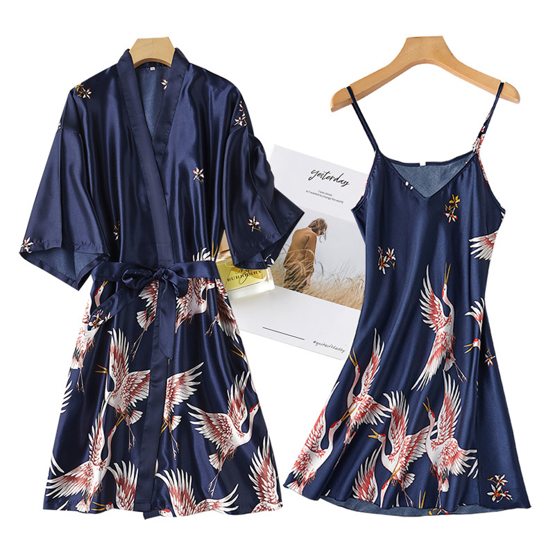 Merah Marun Wanita 2PCS Faux S - Robe Silk Women ulasan dan harga
